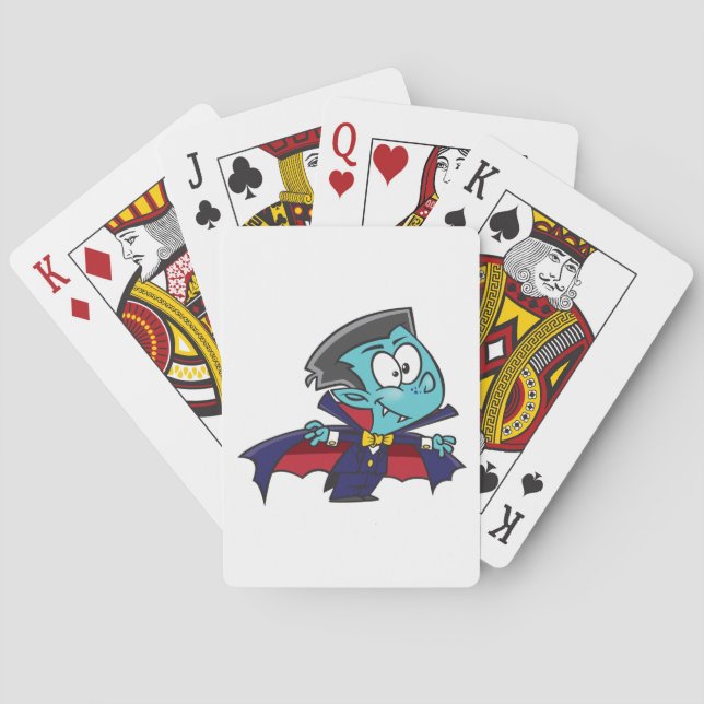 Blue Vampire Boy with Cape Cute Dracula Playing Cards (Back)
