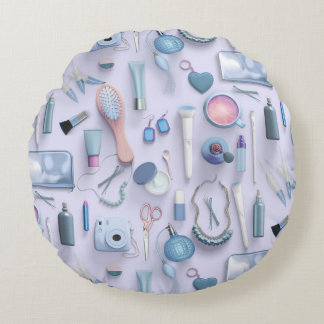 Blue Vanity Table Round Cushion