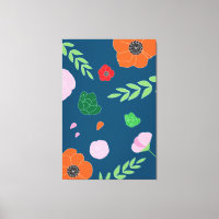 Blue Various Flowers Modern Illustration Floral