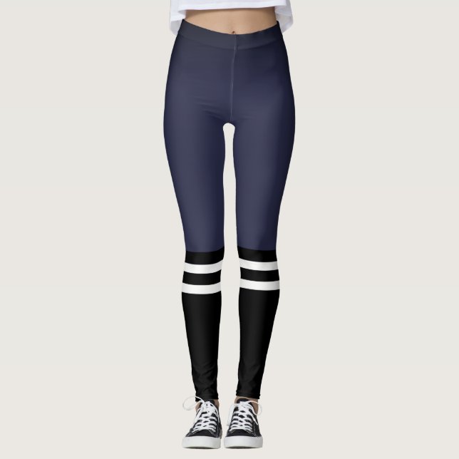 Blue Varsity High Socks Leggings (Front)