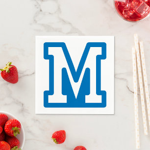Blue Varsity Letter M Monogram Napkin