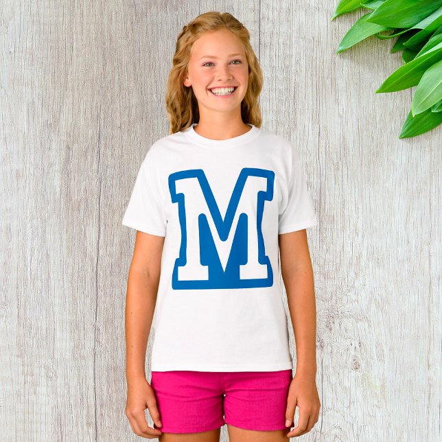 Blue Varsity Letter M Monogram T-Shirt (Creator Uploaded)