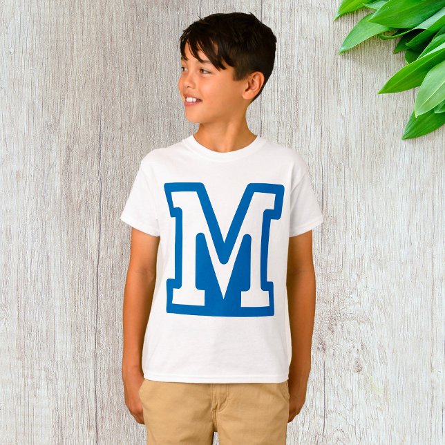 Blue Varsity Letter M Monogram T-Shirt (Creator Uploaded)