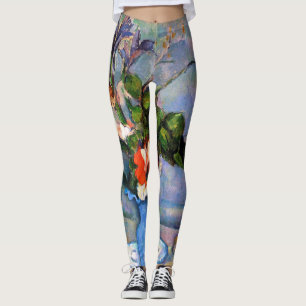 Blue Vase Flowers, Paul Cezanne Leggings