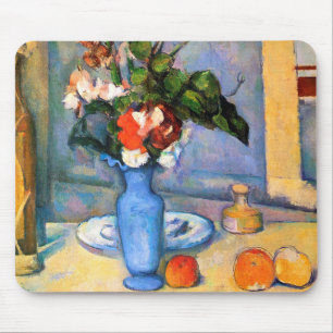 Blue Vase Flowers, Paul Cezanne Mouse Mat