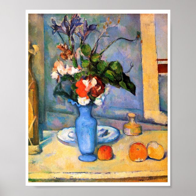 Blue Vase Flowers, Paul Cezanne Poster (Front)