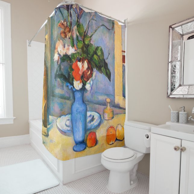 Blue Vase Flowers, Paul Cezanne Shower Curtain (In Situ)