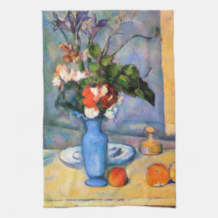 Blue Vase Flowers, Paul Cezanne Tea Towel