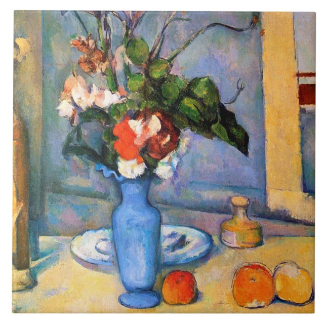 Blue Vase Flowers, Paul Cezanne Tile (Front)