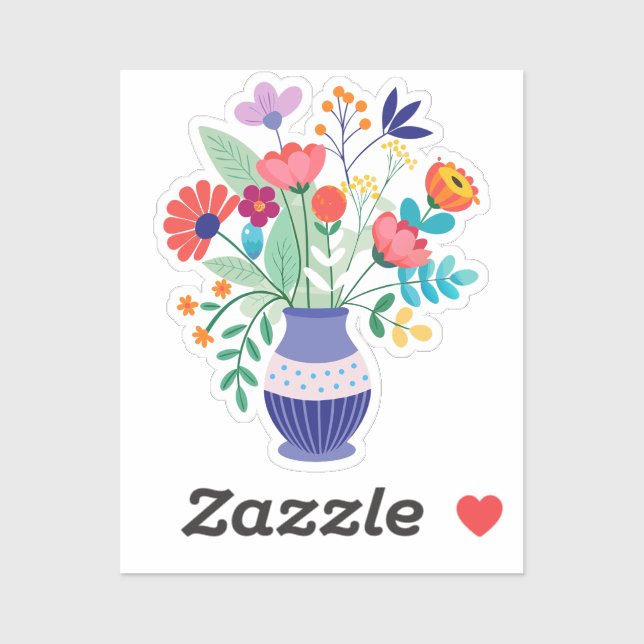 Blue Vase of Whimsical Wildflowers (Sheet)
