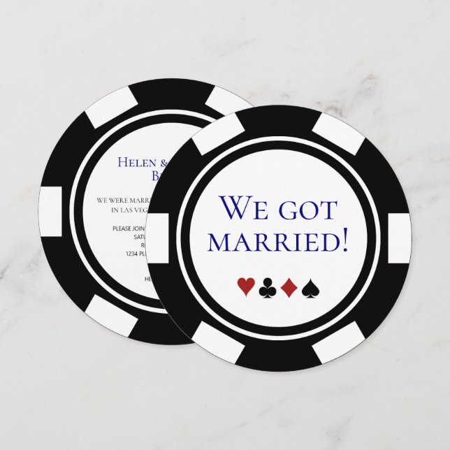 Blue Vegas Wedding Elopement Announcement Poker (Front/Back)