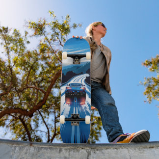 Blue Vehicle Skateboard on Wet Road