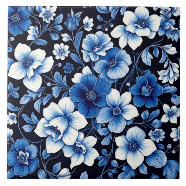 blue velvet blooms tile (Front)