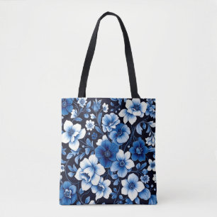 blue velvet blooms tote bag