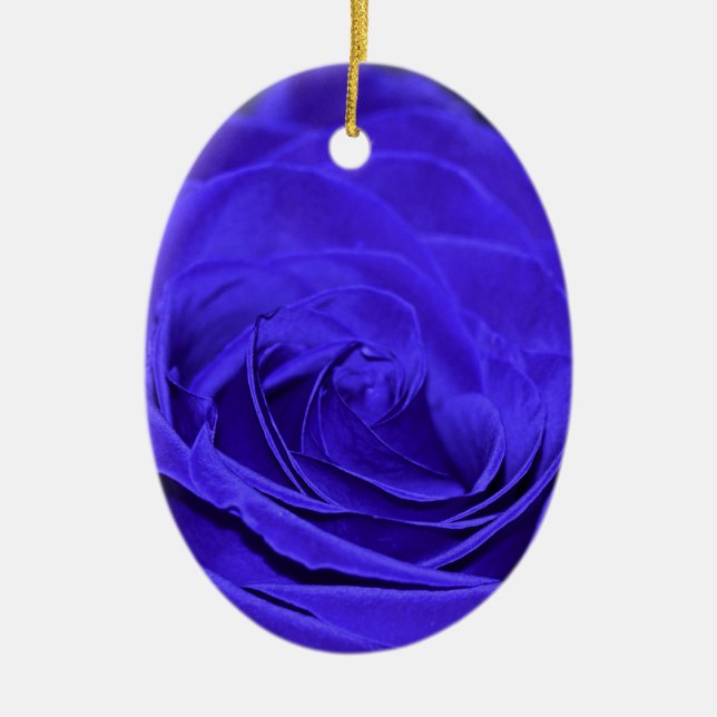 Blue Velvet Rose Ceramic Tree Decoration (Front)