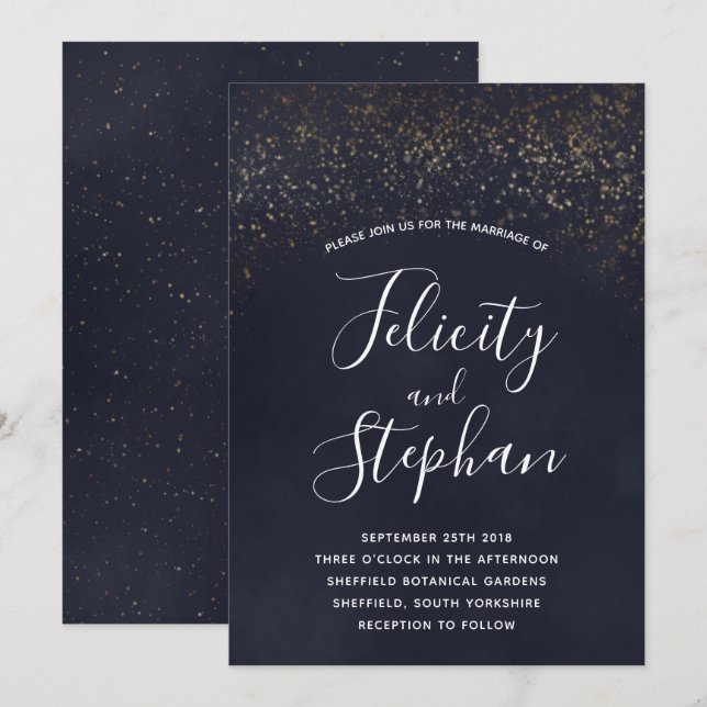 Blue Velvet Wedding Invitations (Front/Back)