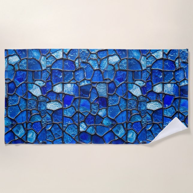 Blue Venetian glass pattern Beach Towel (Front)
