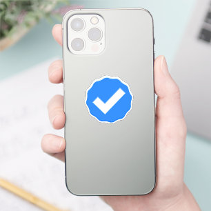 Blue Verified Check Waterproof Vinyl Sticker
