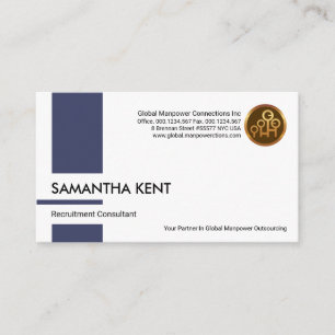 Blue Vertical Column Stripe Recruitment Consultant Business Card