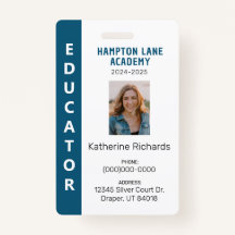 Blue Vertical Stripe Homeschool Educator ID Badge