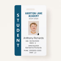 Blue Vertical Stripe Homeschool Student ID Badge