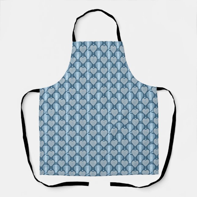 Blue vertical striped pattern with retro heart and apron (Front)