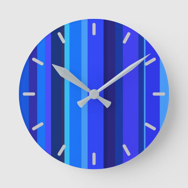 Blue vertical stripes round clock (Front)
