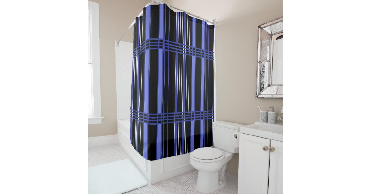 Blue Vertical Stripes Shower Curtain Zazzle