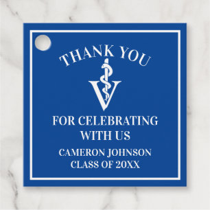 Blue Veterinary School Custom Graduation Party Favour Tags