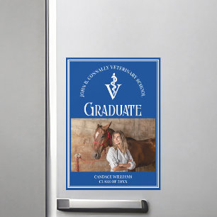 Blue Veterinary School Photo Graduation Magnet