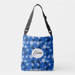 blue vibrant leaves wallpaper crossbody bag