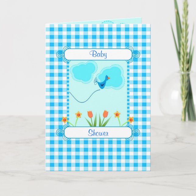 Blue Vichy Baby Shower Invitation (Front)