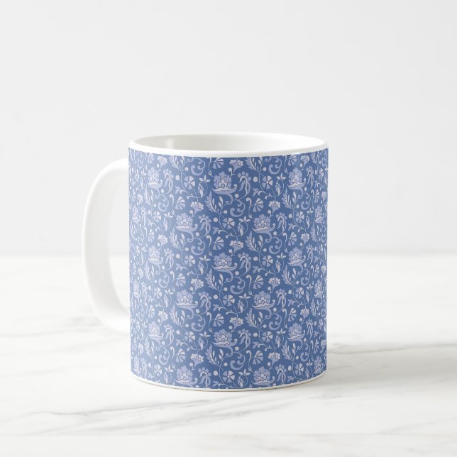 Blue Victorian Calico Coffee Mug (Front Left)