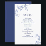 Blue Victorian floral wedding Menu Card<br><div class="desc">Blue Victorian wedding menu card</div>