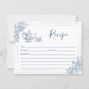 Blue Victorian Garden Bridal Shower Tea Recipe Invitation