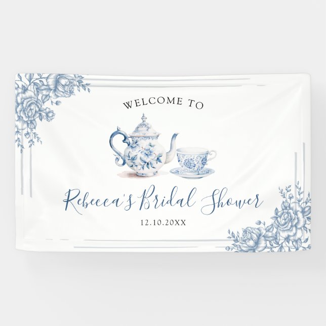 Blue Victorian Garden Bridal Tea Large Banner (Horizontal)