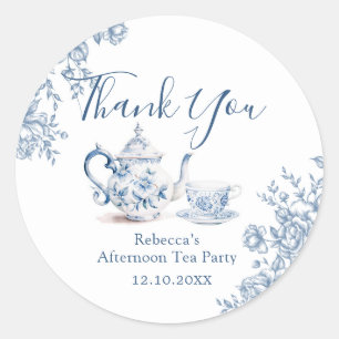 Blue Victorian Garden Bridal Tea Thank You Classic Round Sticker