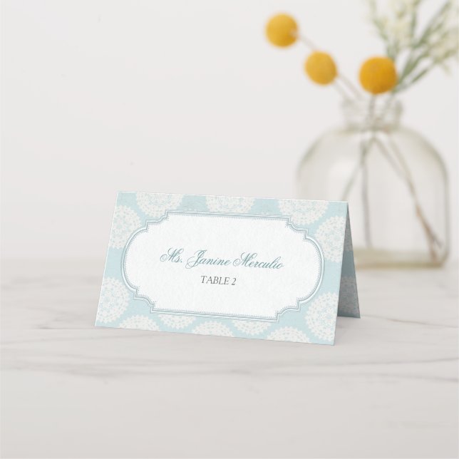 Blue Victorian High Tea Party Place Card (Front)
