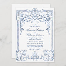 Blue Victorian Ornate Grace Floral French Wedding