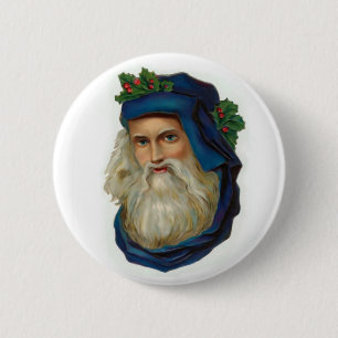 Blue Victorian Santa 6 Cm Round Badge