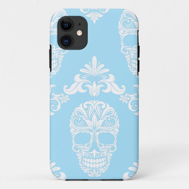 blue victorian skulls Case-Mate iPhone case (Back)