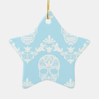 blue victorian skulls ceramic tree decoration