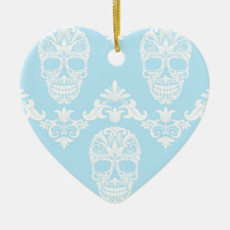 blue victorian skulls ceramic tree decoration