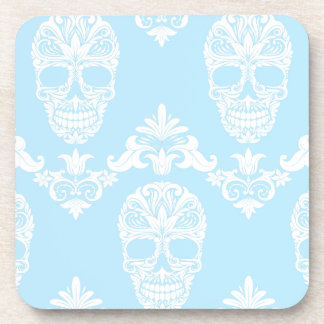 blue victorian skulls coaster