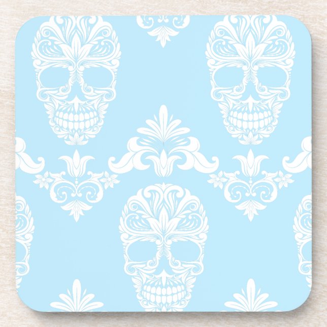 blue victorian skulls coaster (Front)