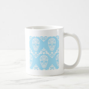 blue victorian skulls coffee mug