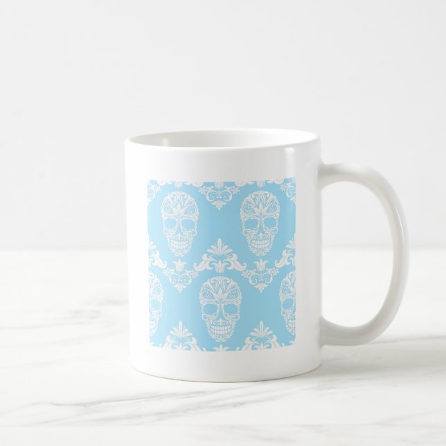 blue victorian skulls coffee mug (Right)