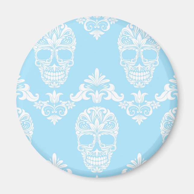 blue victorian skulls magnet (Front)