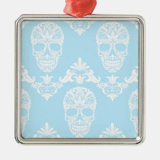 blue victorian skulls metal tree decoration
