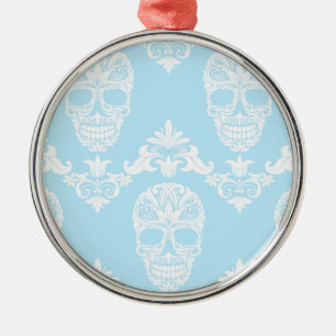 blue victorian skulls metal tree decoration